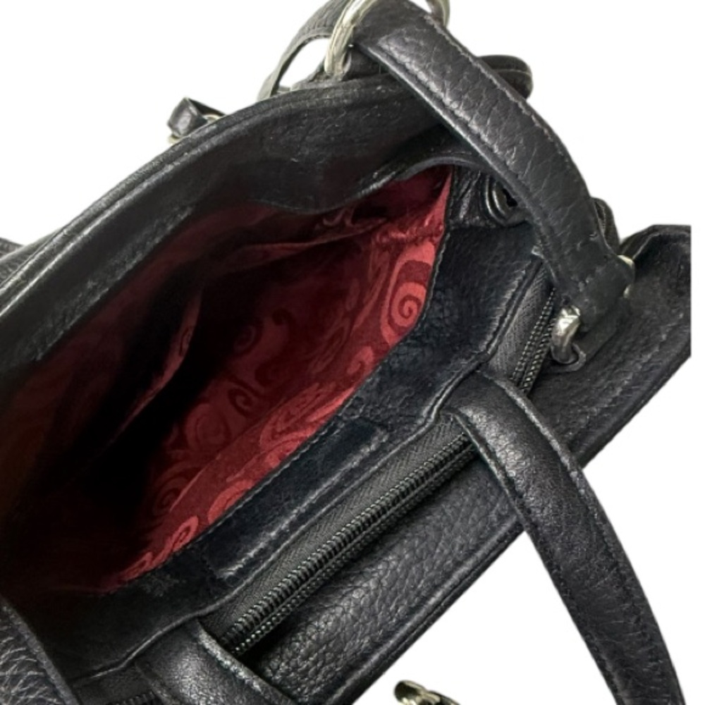 Brighton Donatella Leather Black Croc Embossed Backpack Purse Travel Work Bag - Picture 6 of 15